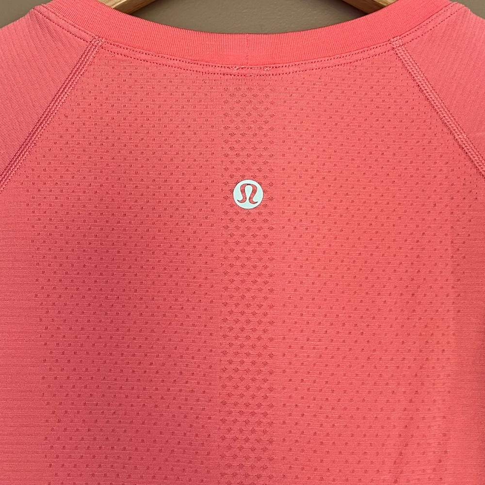 {Lululemon} Swiftly Tech Short Sleeve Tee in Coral Pink - Womens 10 - Picture 7 of 8